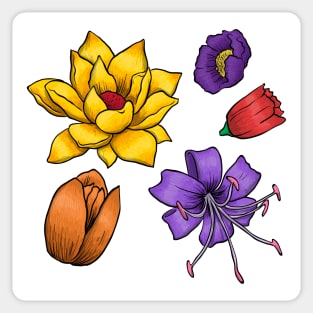 COLORFUL flower hand drawn Sticker